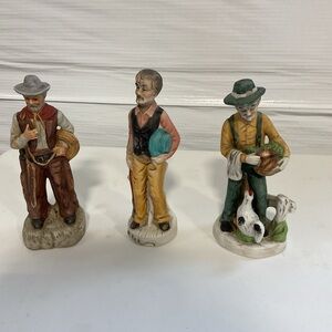 Set of 3 Vintage Ceramic Farm Figurines - Multicolor